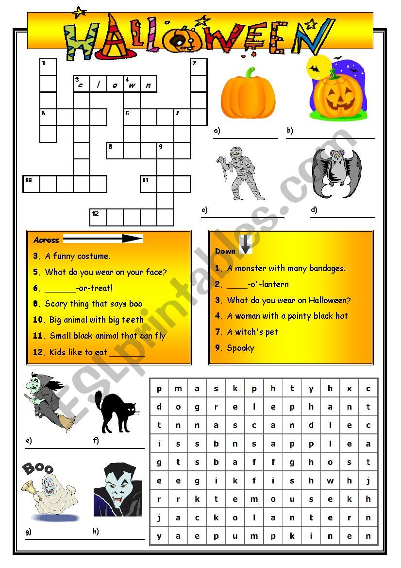 Halloween activities for beginners + answers
