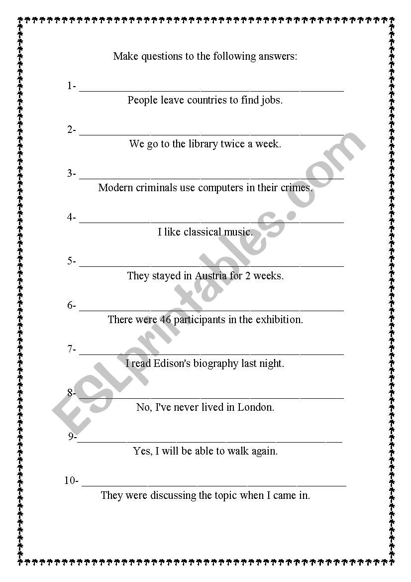 Making Questions worksheet worksheet