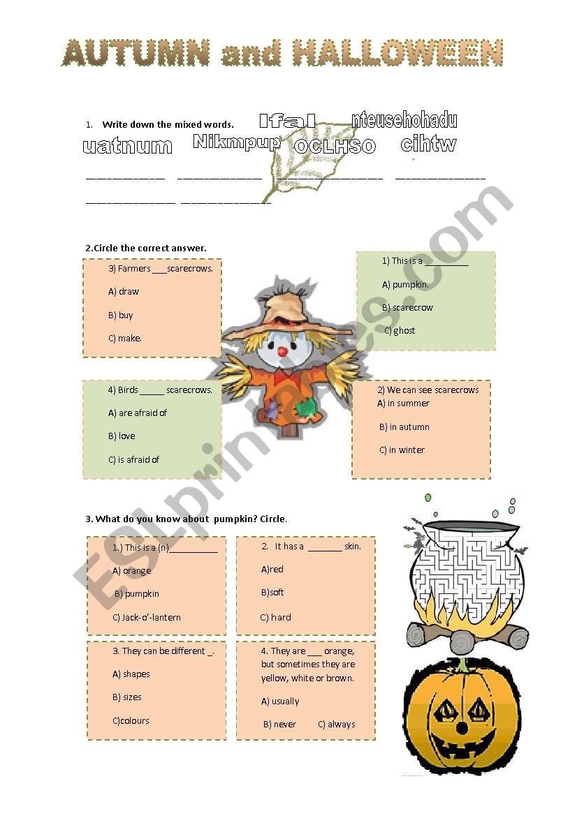 Halloween quiz worksheet