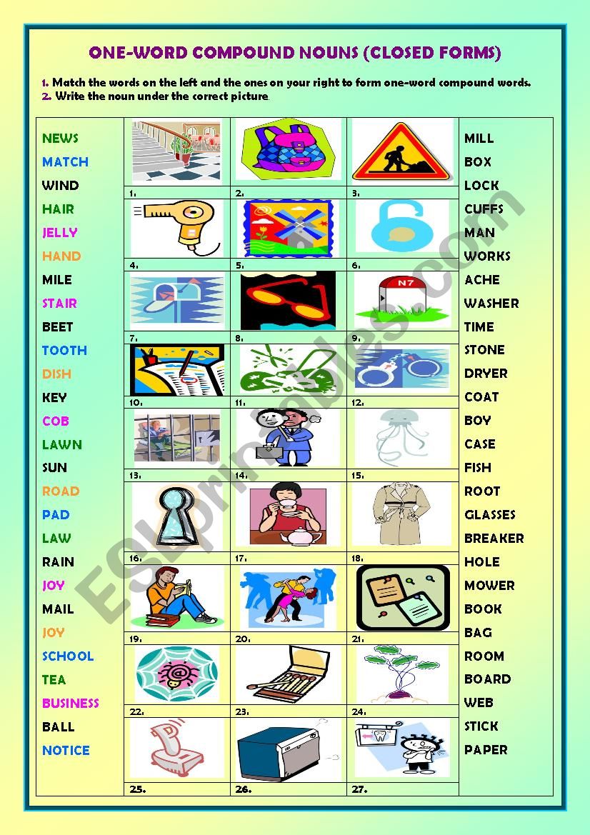 Compound nouns (closed forms) + key