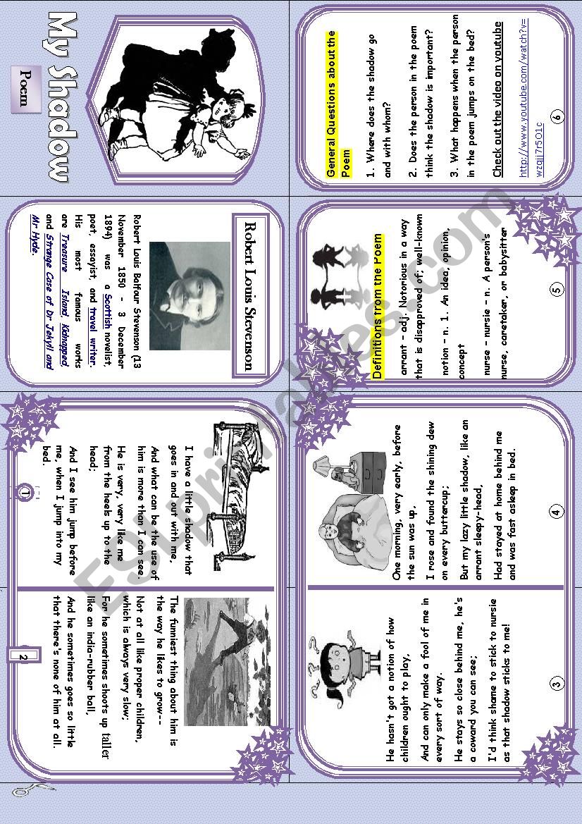 My Shadow Mini Book worksheet