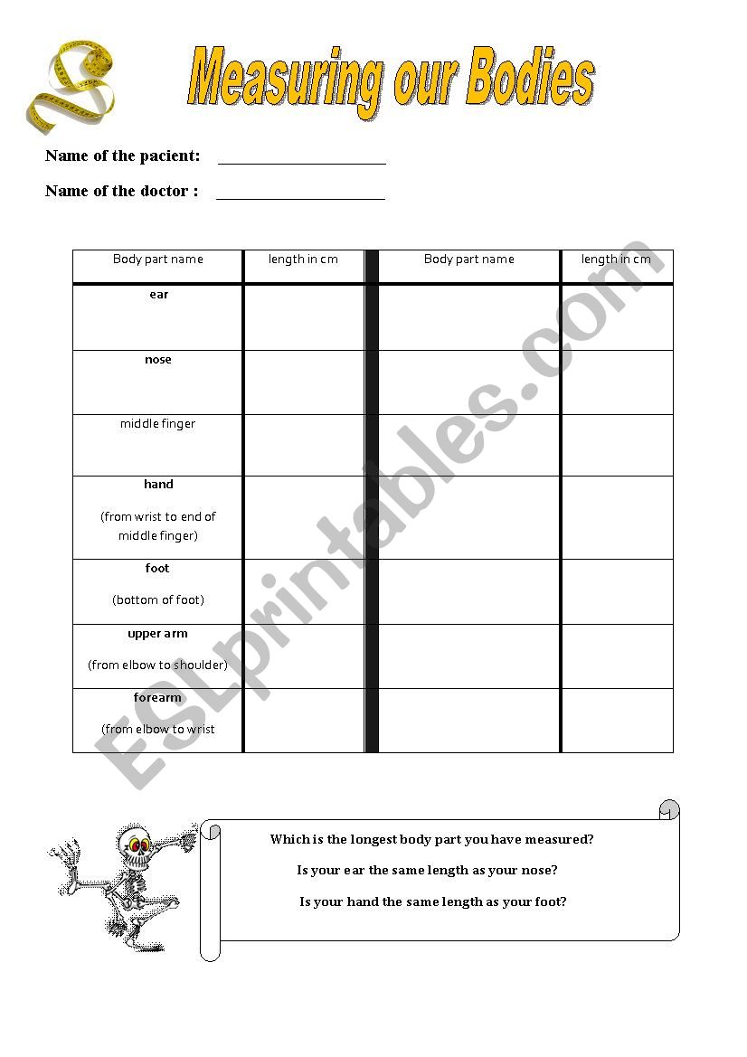 Health worksheet