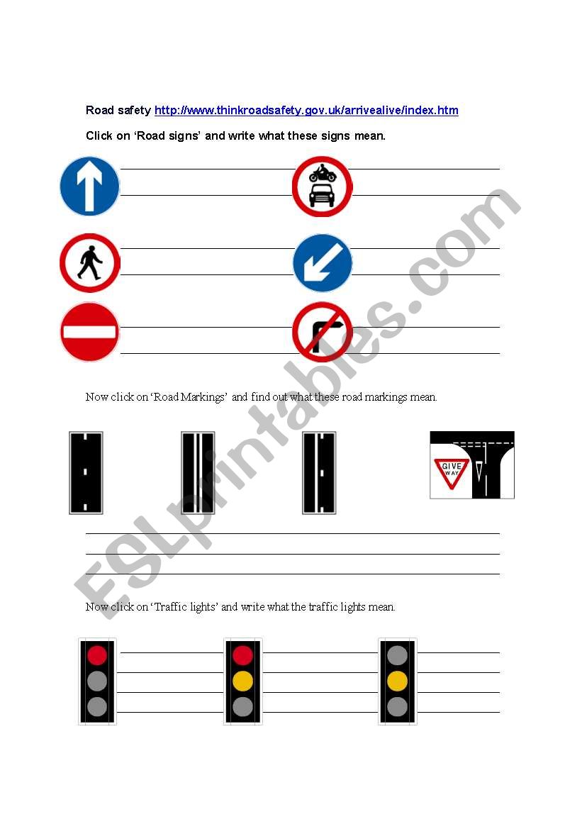 UK road signs IT lesson worksheet
