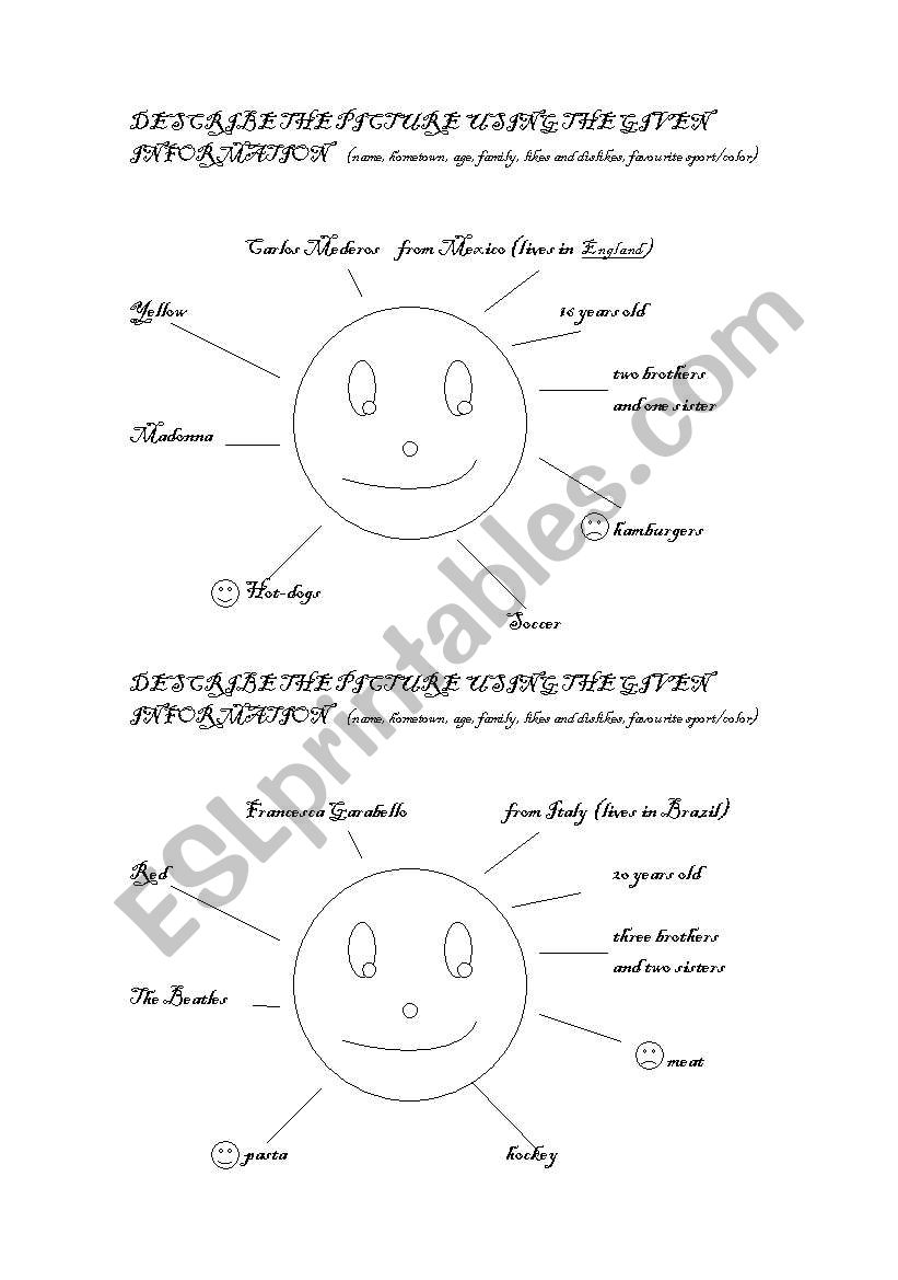 Personal Information worksheet