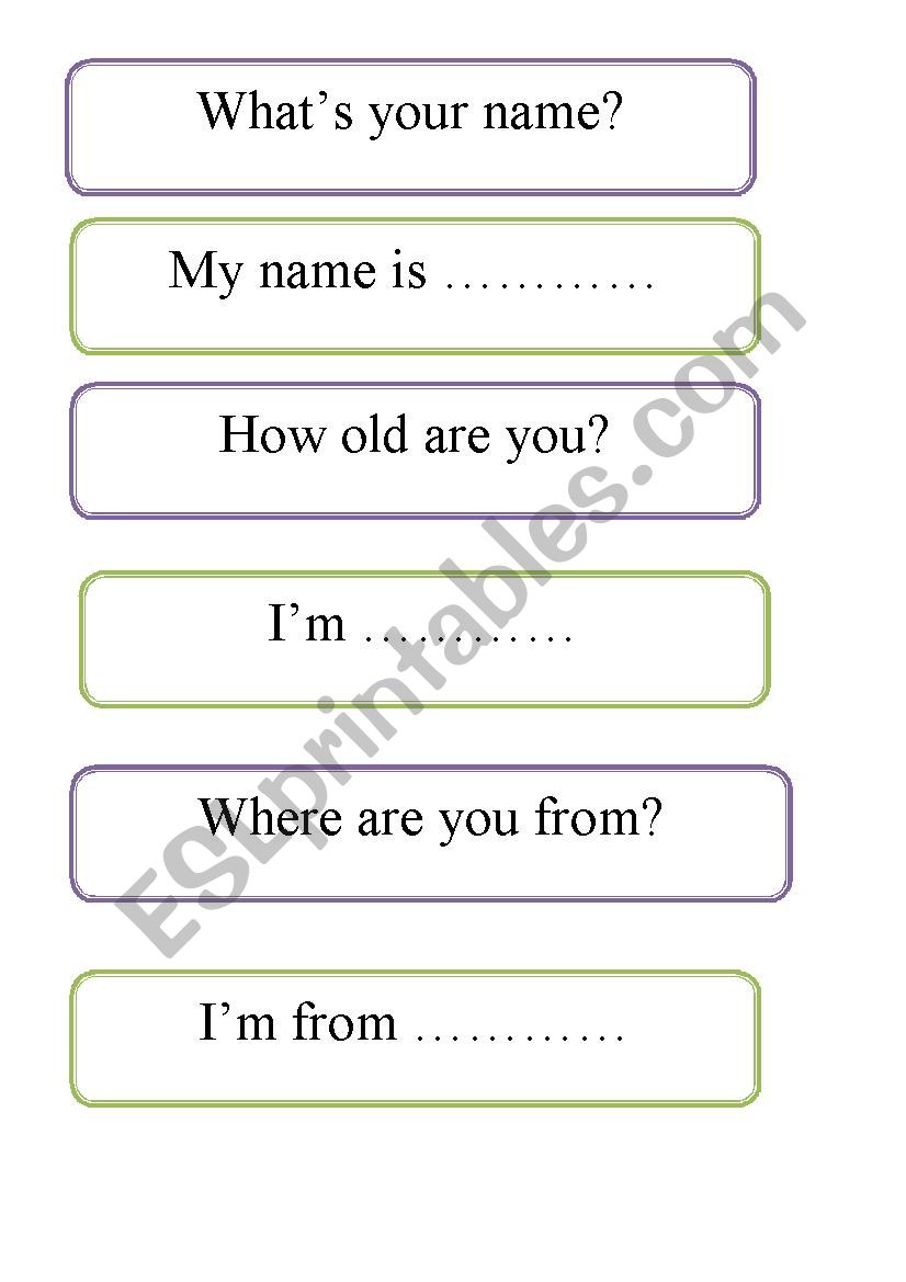 Questions worksheet