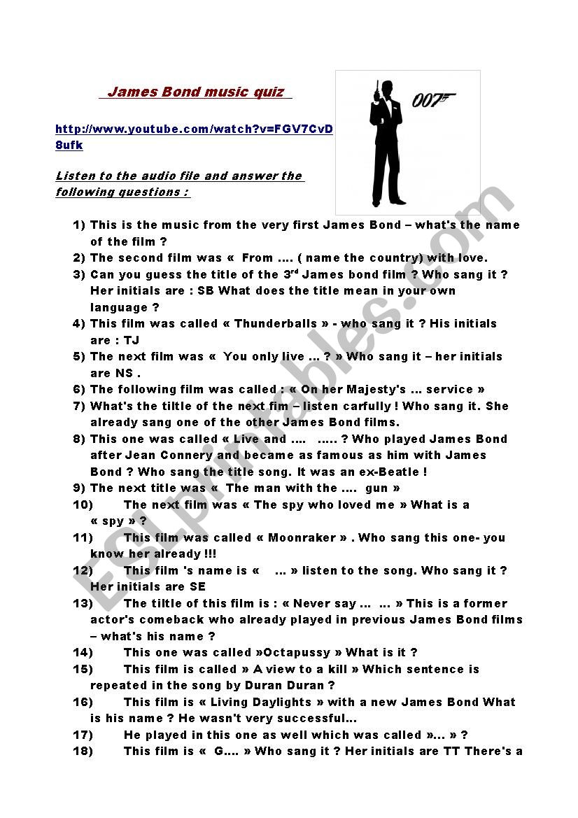 James Bond  worksheet