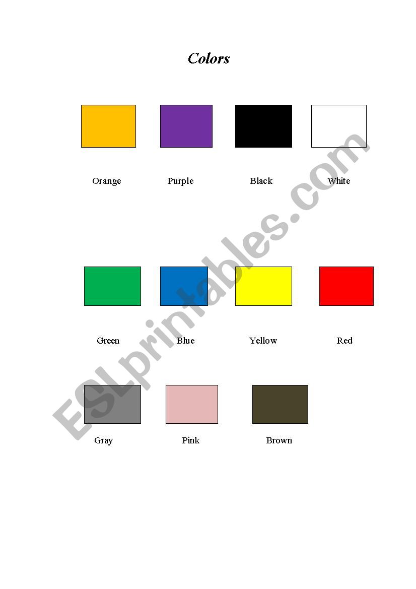 Colors worksheet