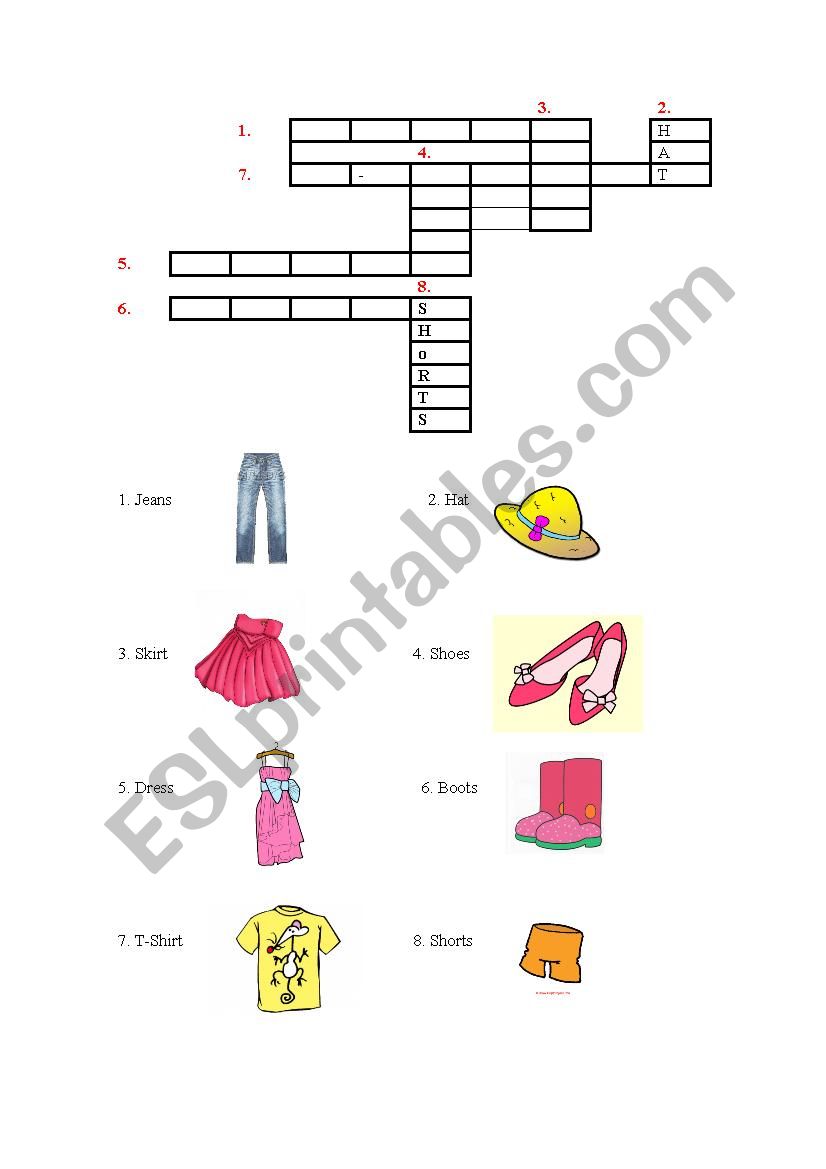 clothes worksheet