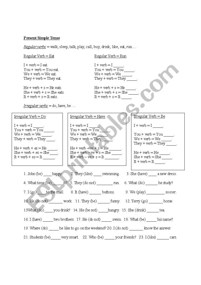 Present Simple worksheet