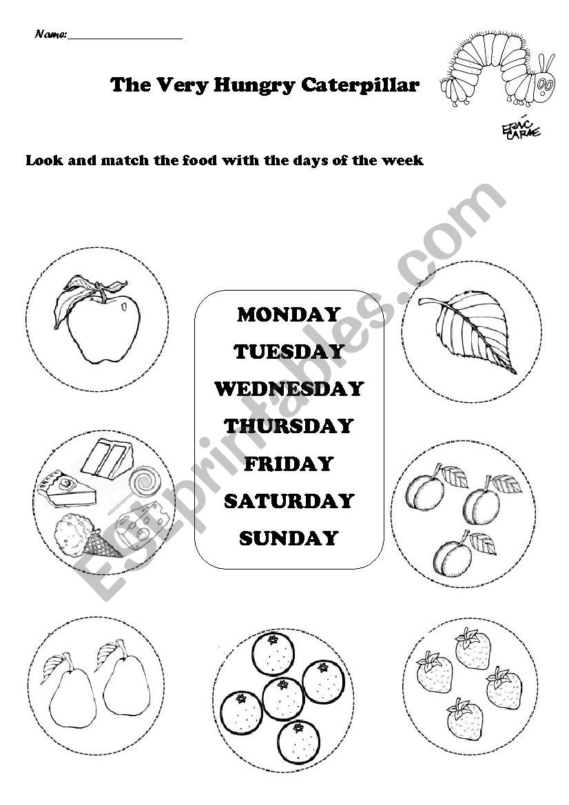 The Very Hungry Caterpillar worksheet