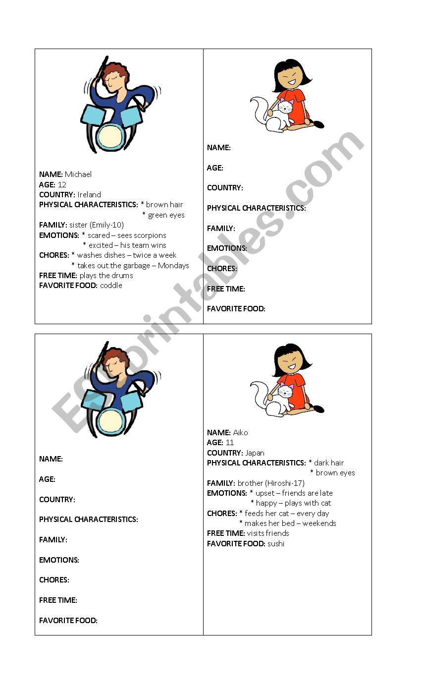 Info-gap Activity worksheet