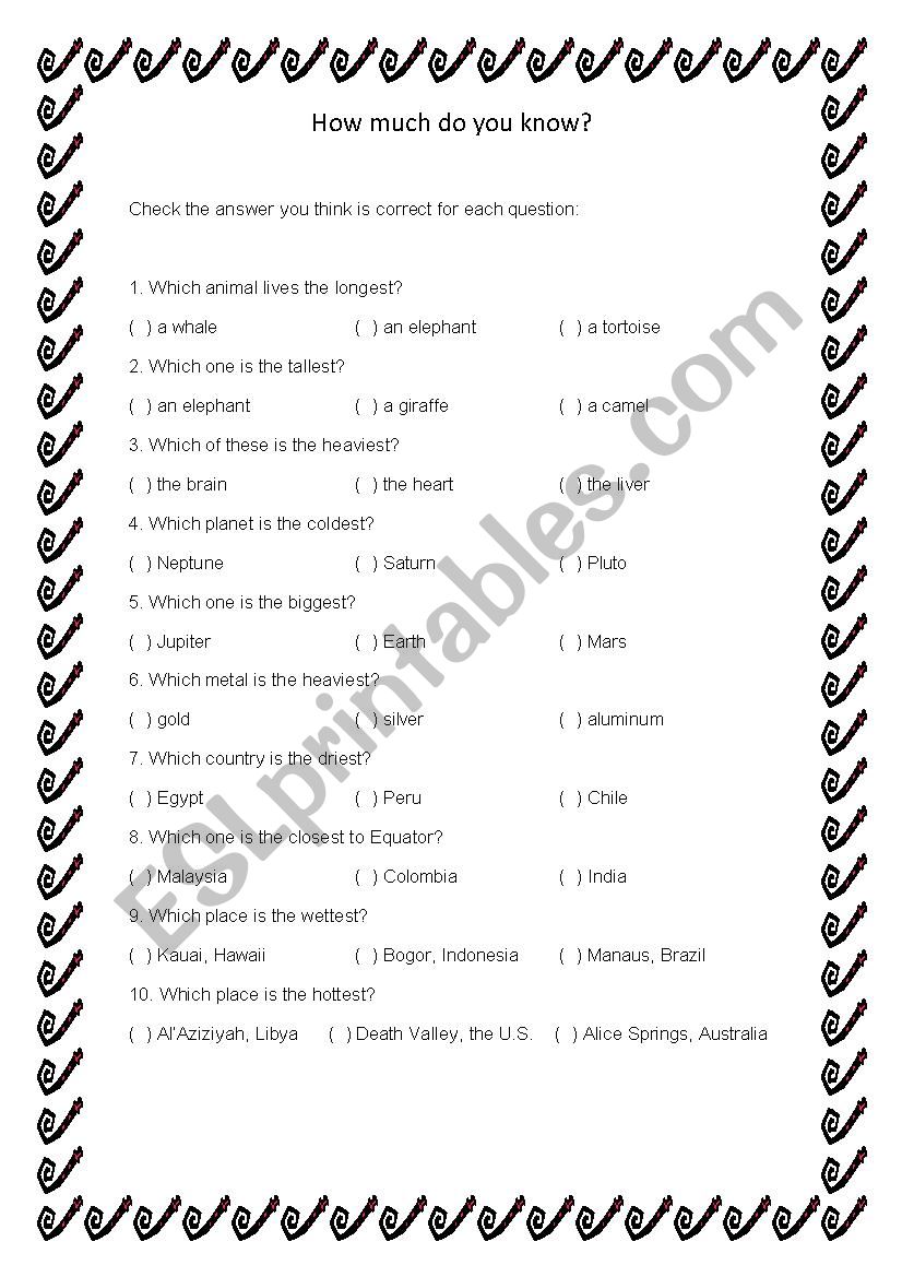 How much do you know? - ESL worksheet by friesbrito