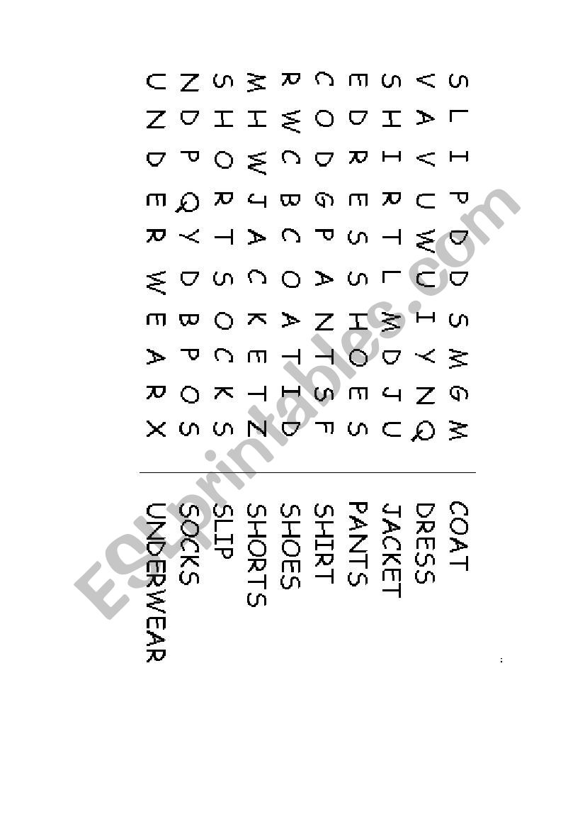 Clothes worksheet