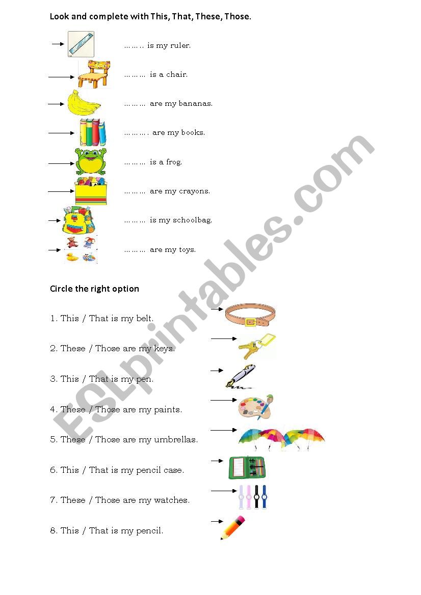 demonstratives worksheet