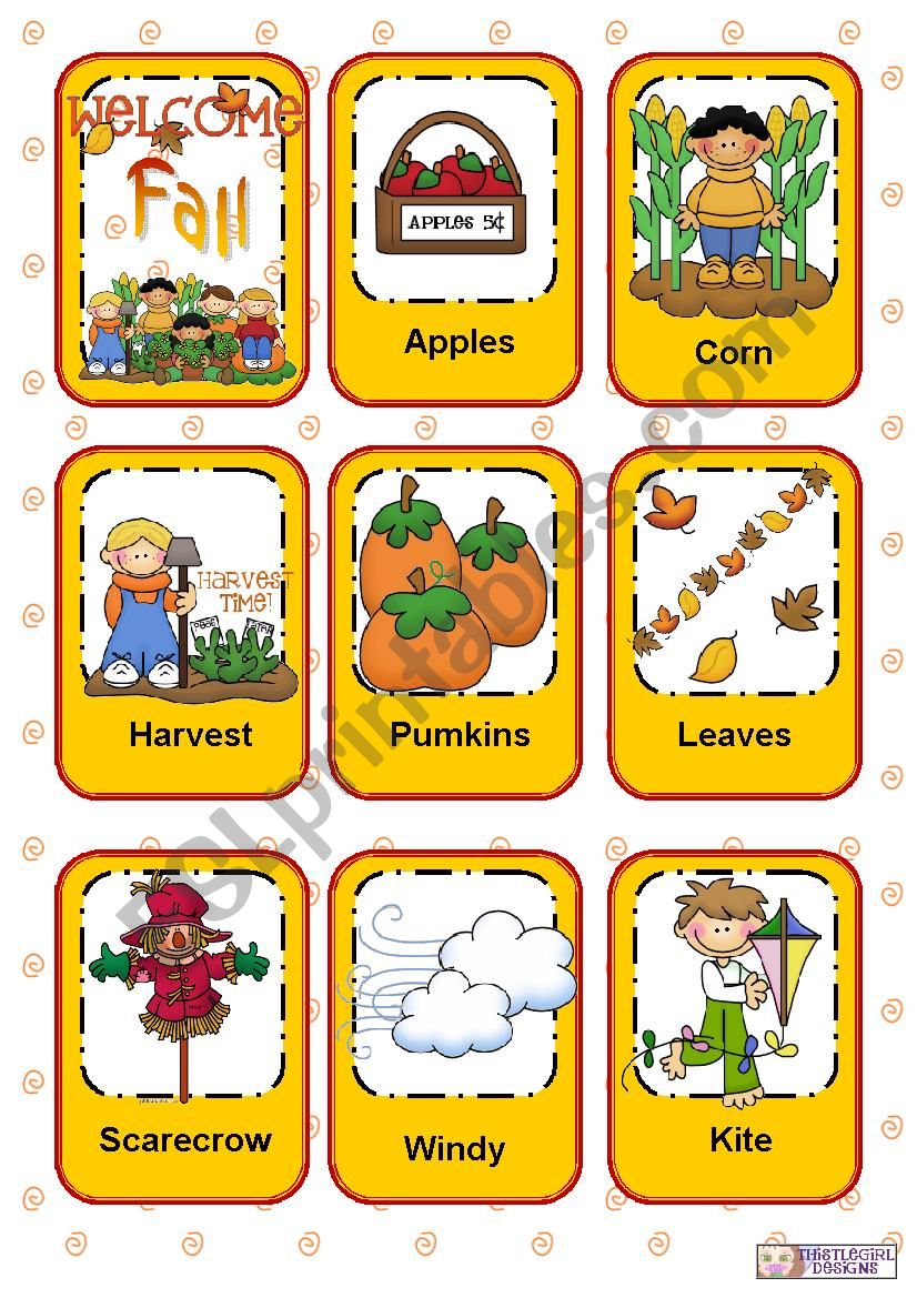 Seasons Flashcards - Part 1 - Fall / Autumn