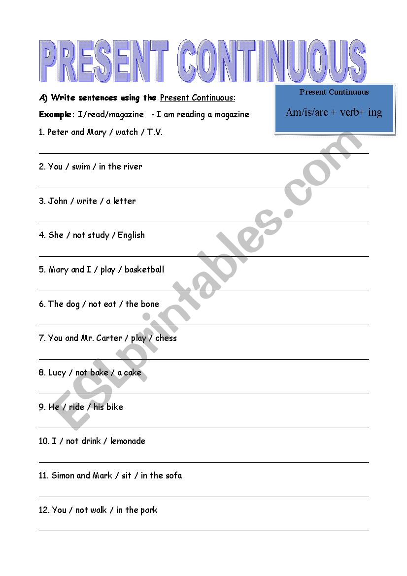 Present Continuous  worksheet