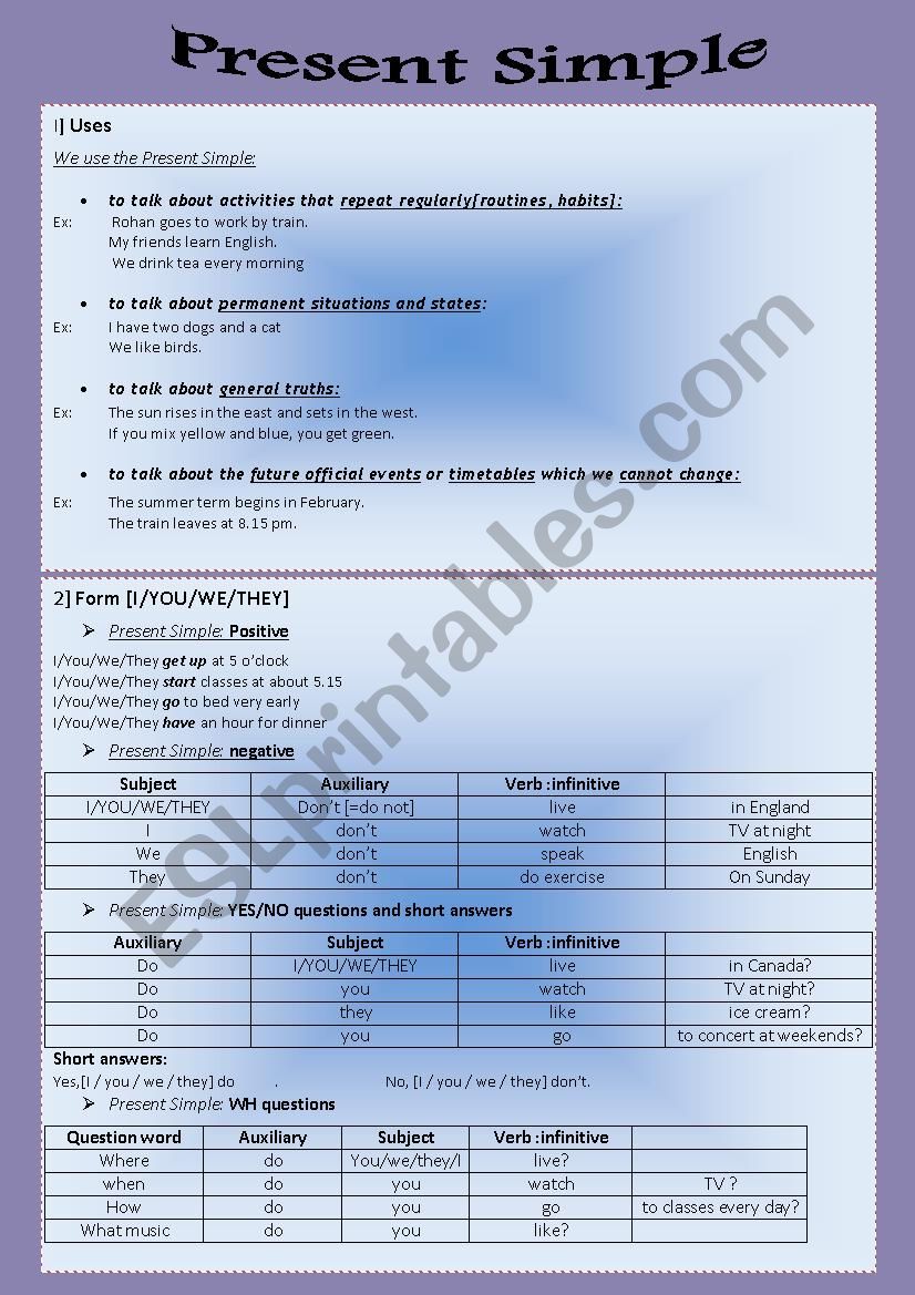 Present Simple worksheet