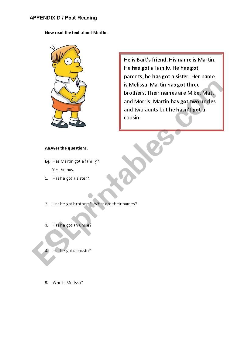 Reading Comprehension worksheet