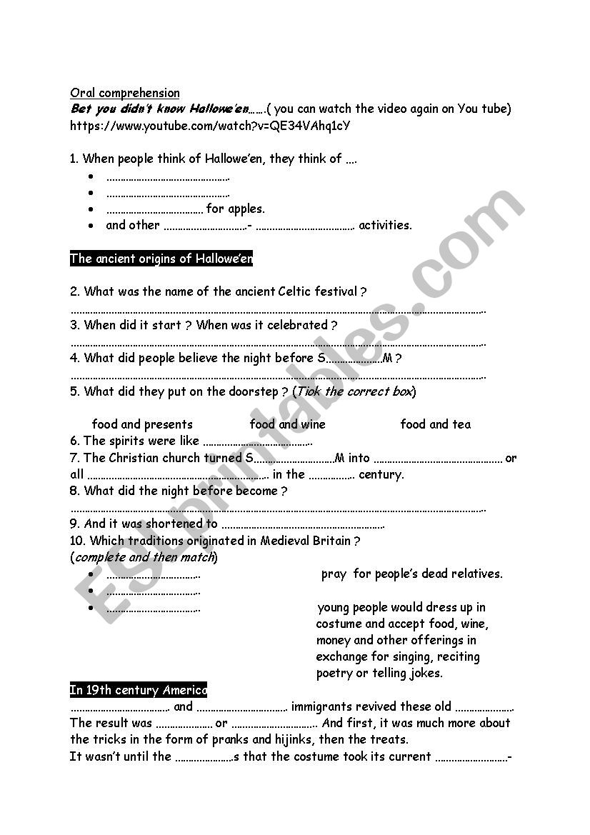 Halloween worksheet