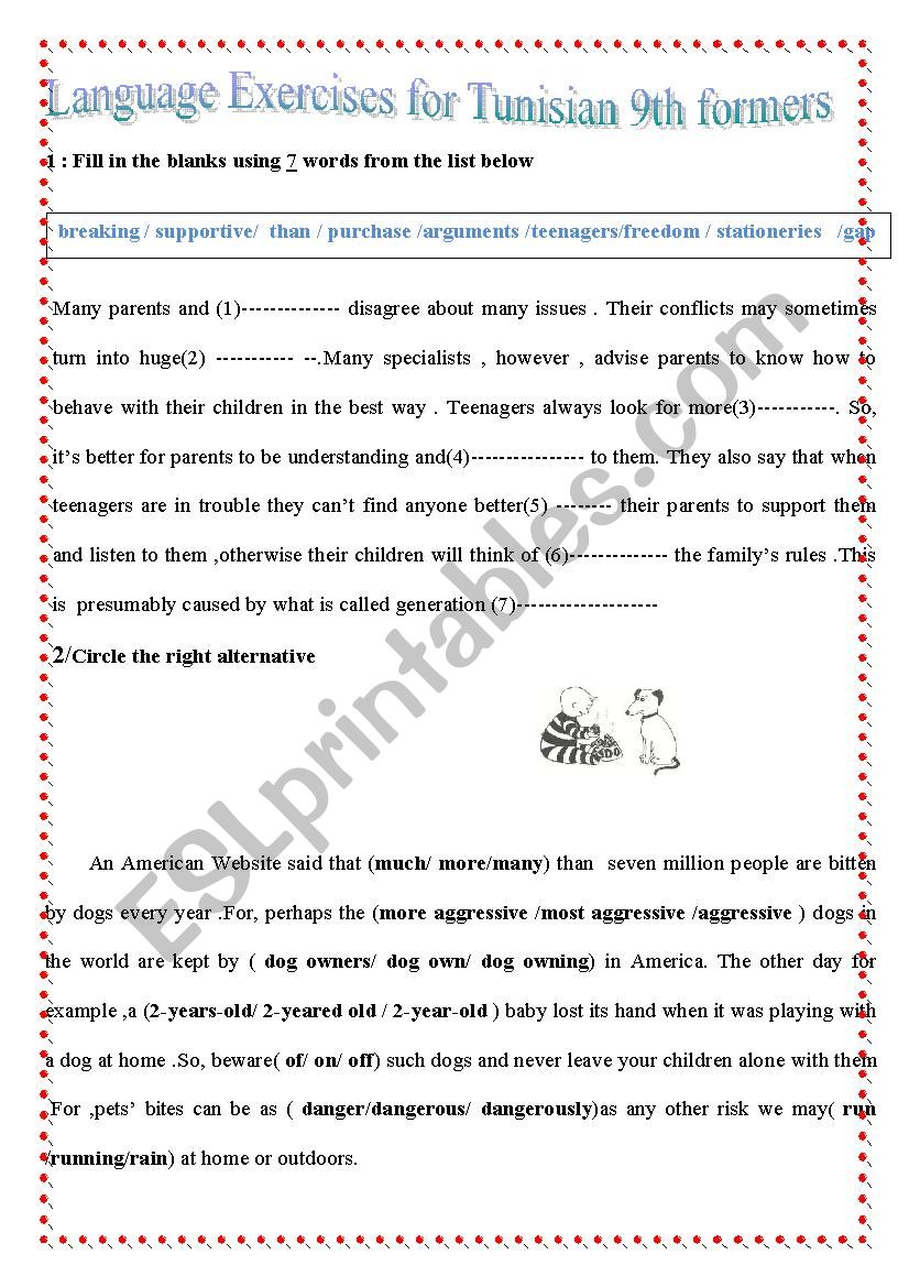 Language exercises for 9th formers