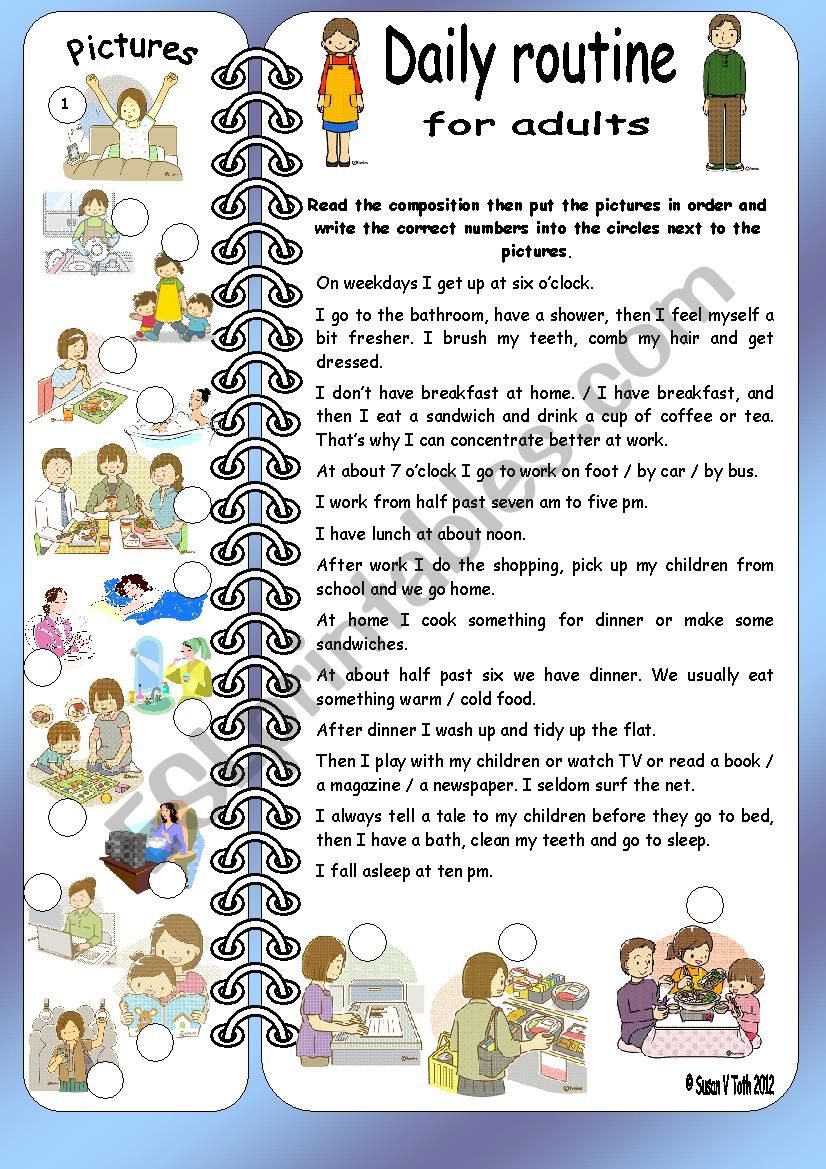 daily-routines-for-adults-elementary-with-key-esl-worksheet-by-zsuzsapszi
