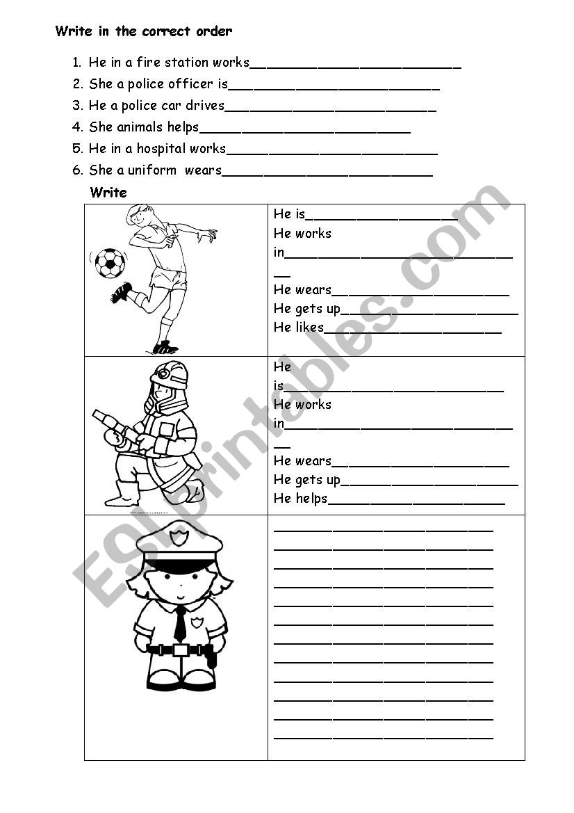 Jobs worksheet