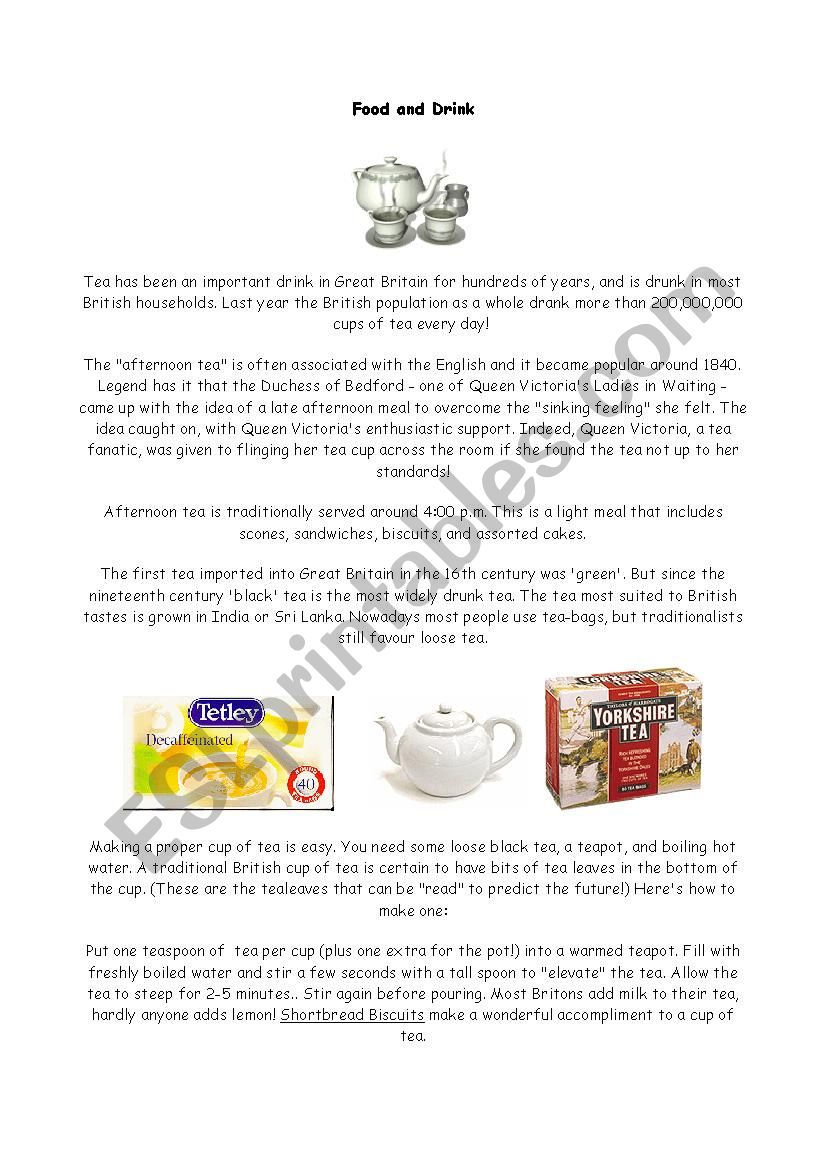 Tea worksheet