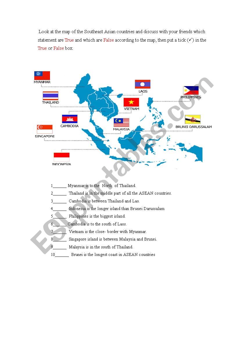 asean country worksheet