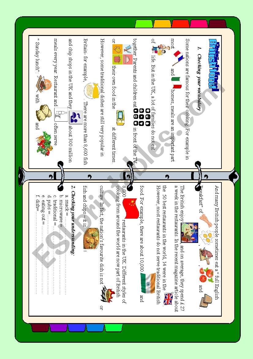 BRITISH FOOD worksheet