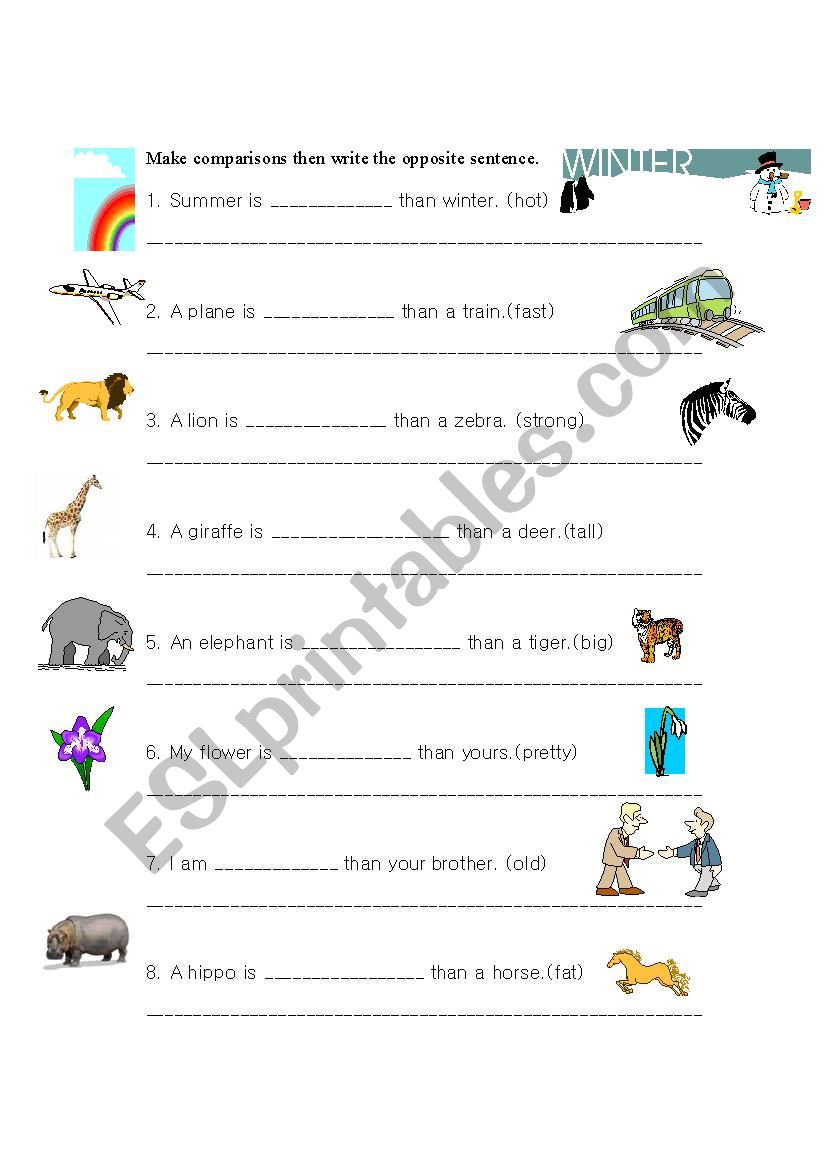 Comparatives Exercise worksheet