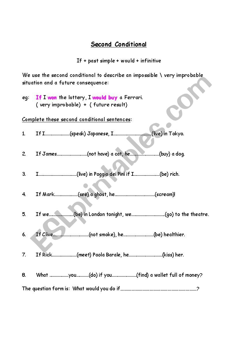 2nd conditional worksheet
