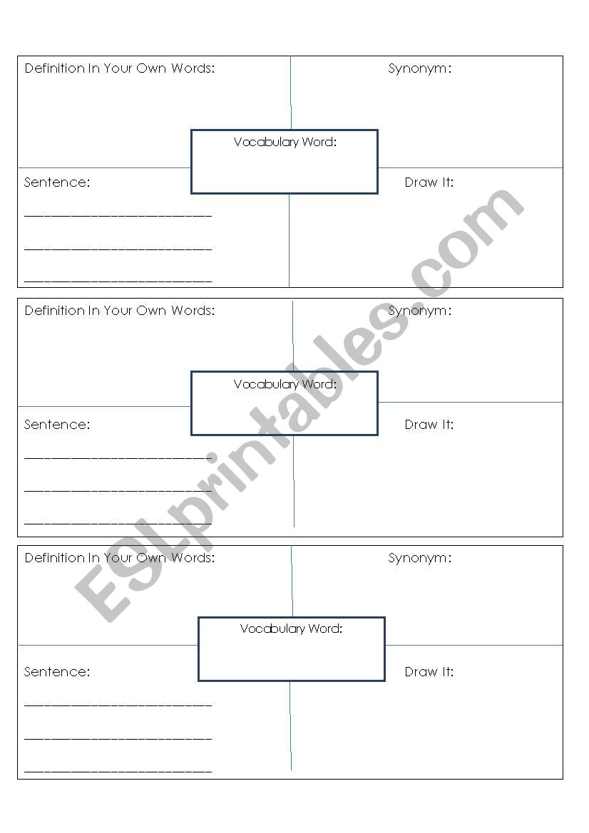 Vocabulary word map worksheet