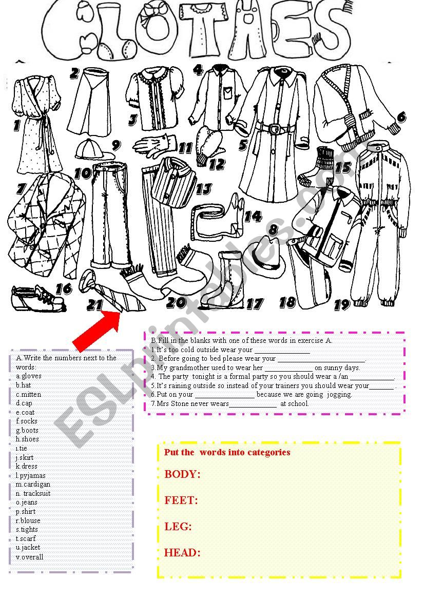 CLOTHES worksheet