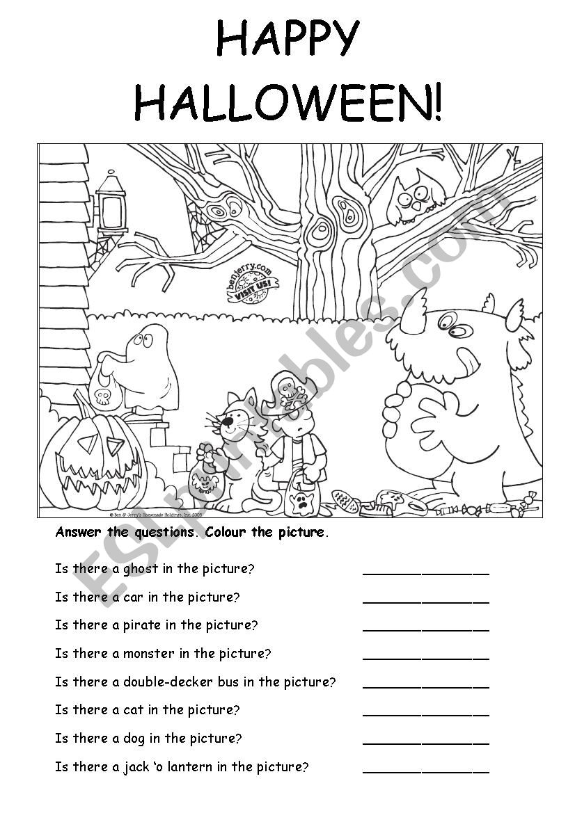 halloween is there....? worksheet