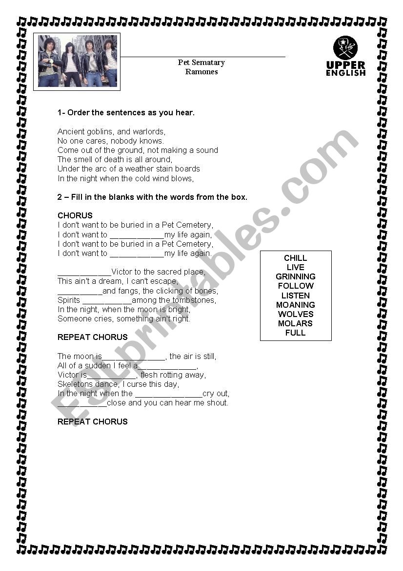 pet sematary worksheet