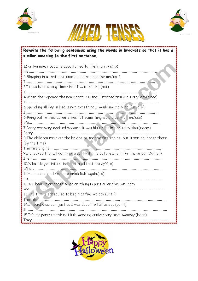 MIXED  TENSES worksheet