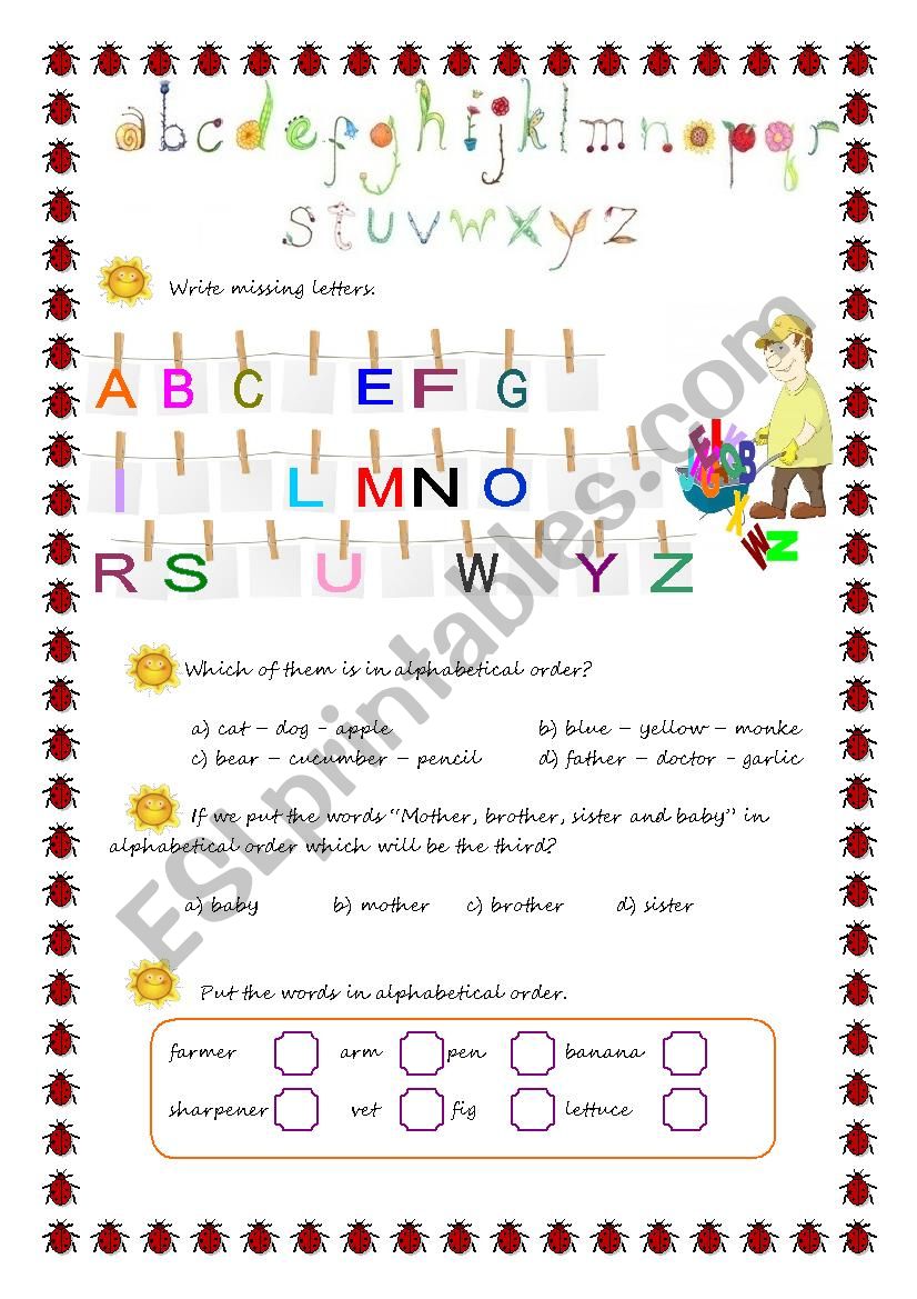 The alphabet worksheet