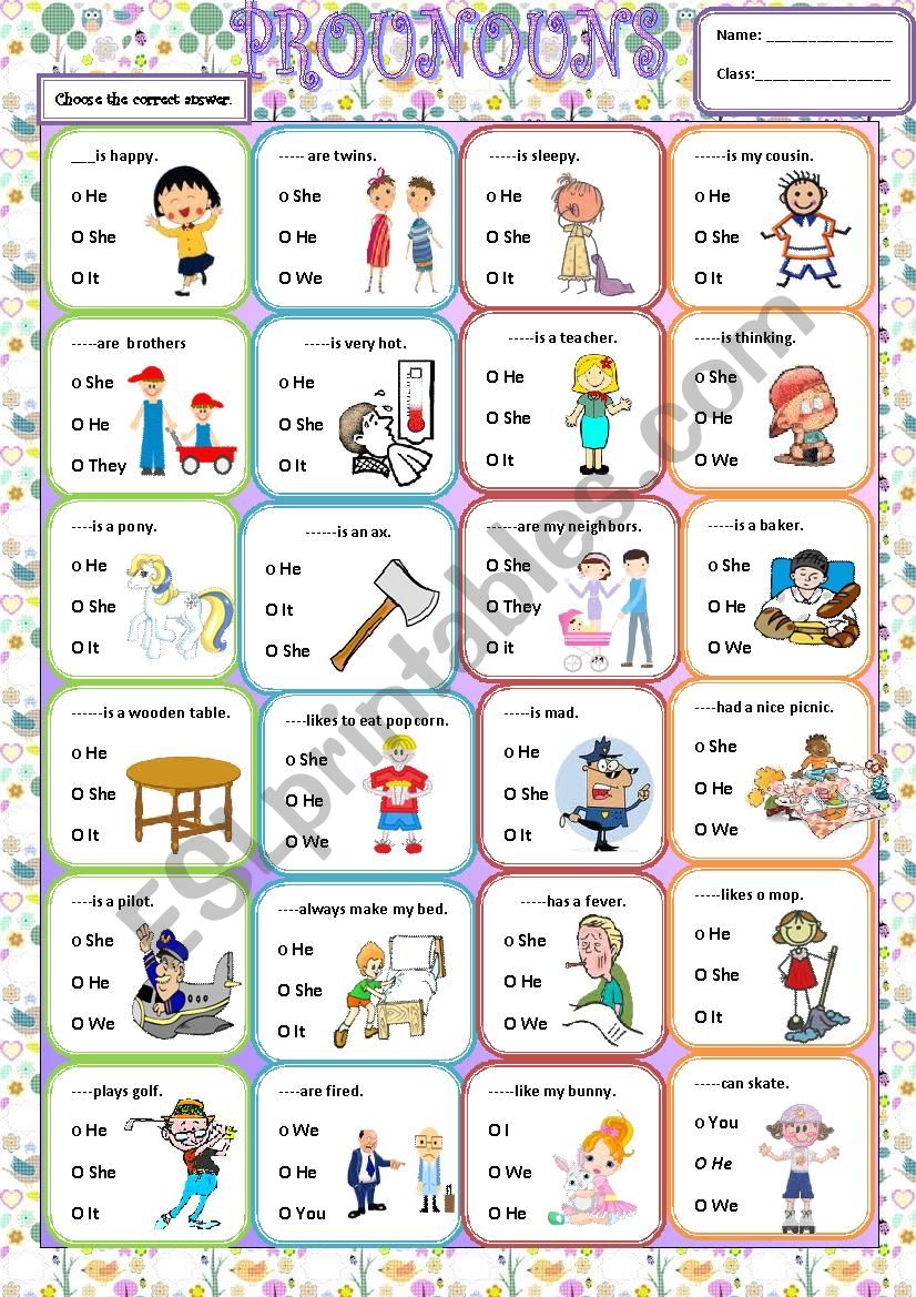 Pronouns worksheet