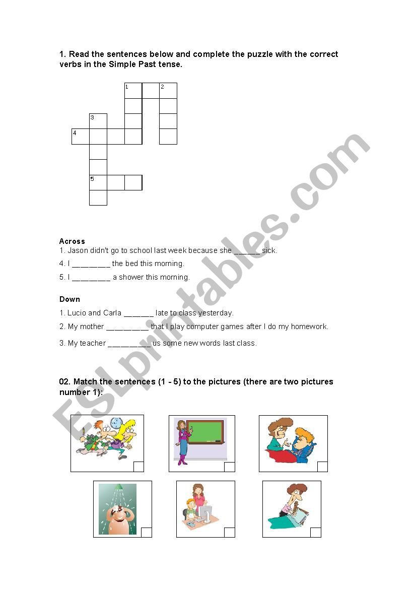 Simple Past Puzzle worksheet