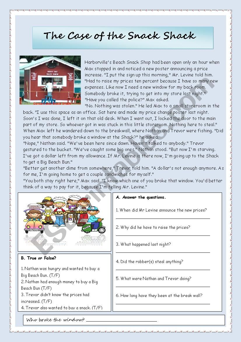 Whodunit? Reading + Key worksheet