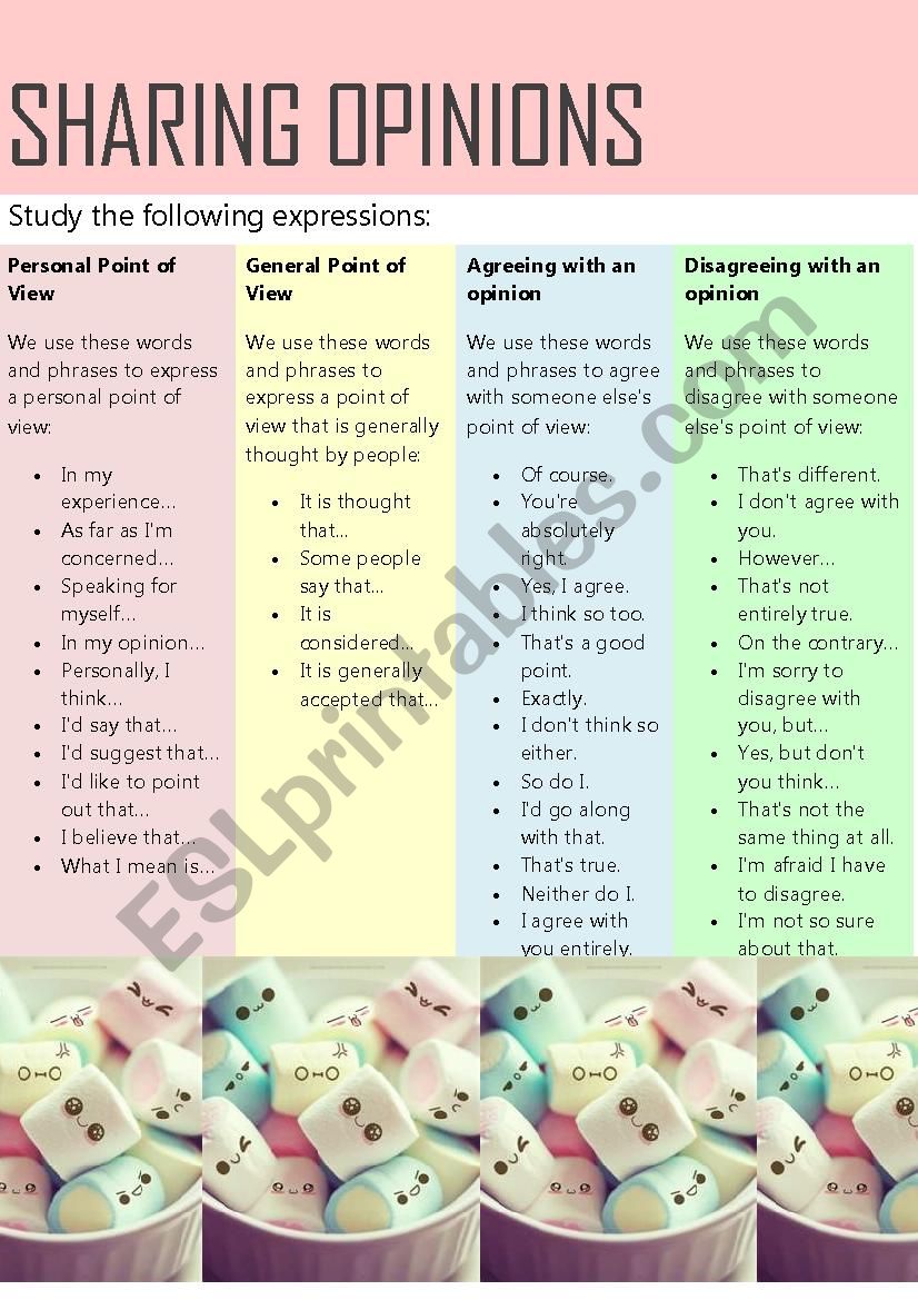 Sharing Opinions Expressions worksheet