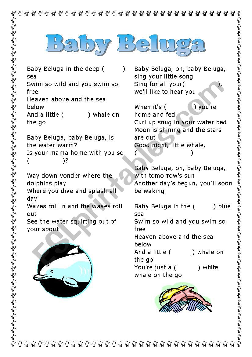 Baby beluga song worksheet