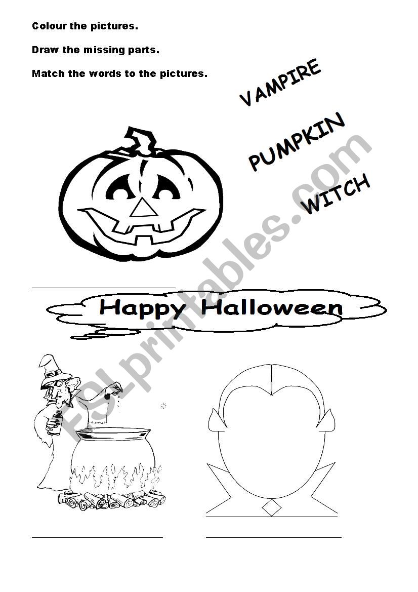 Halloween colouring and matching activity