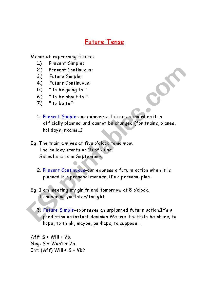 future tense worksheet