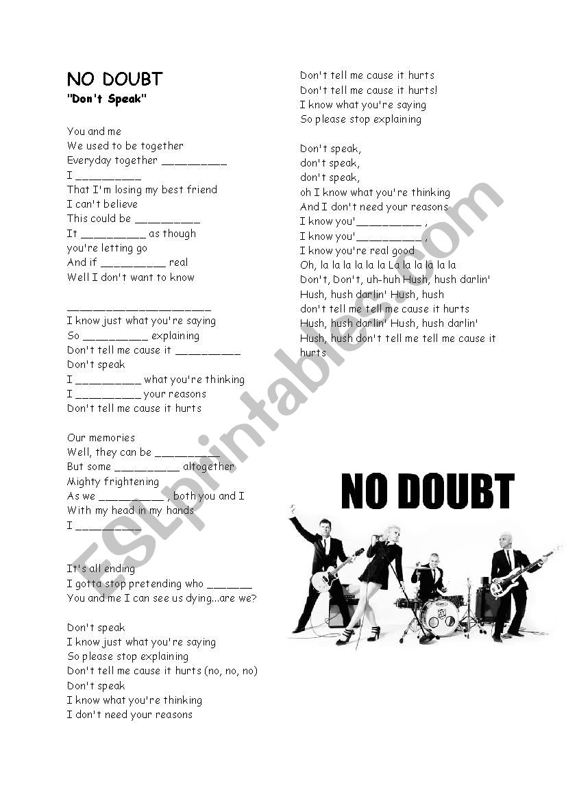 No doubt worksheet