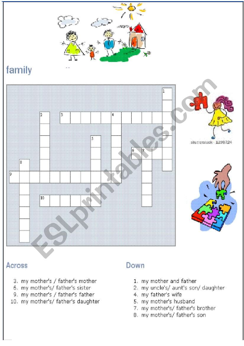 Family Members Crossword worksheet