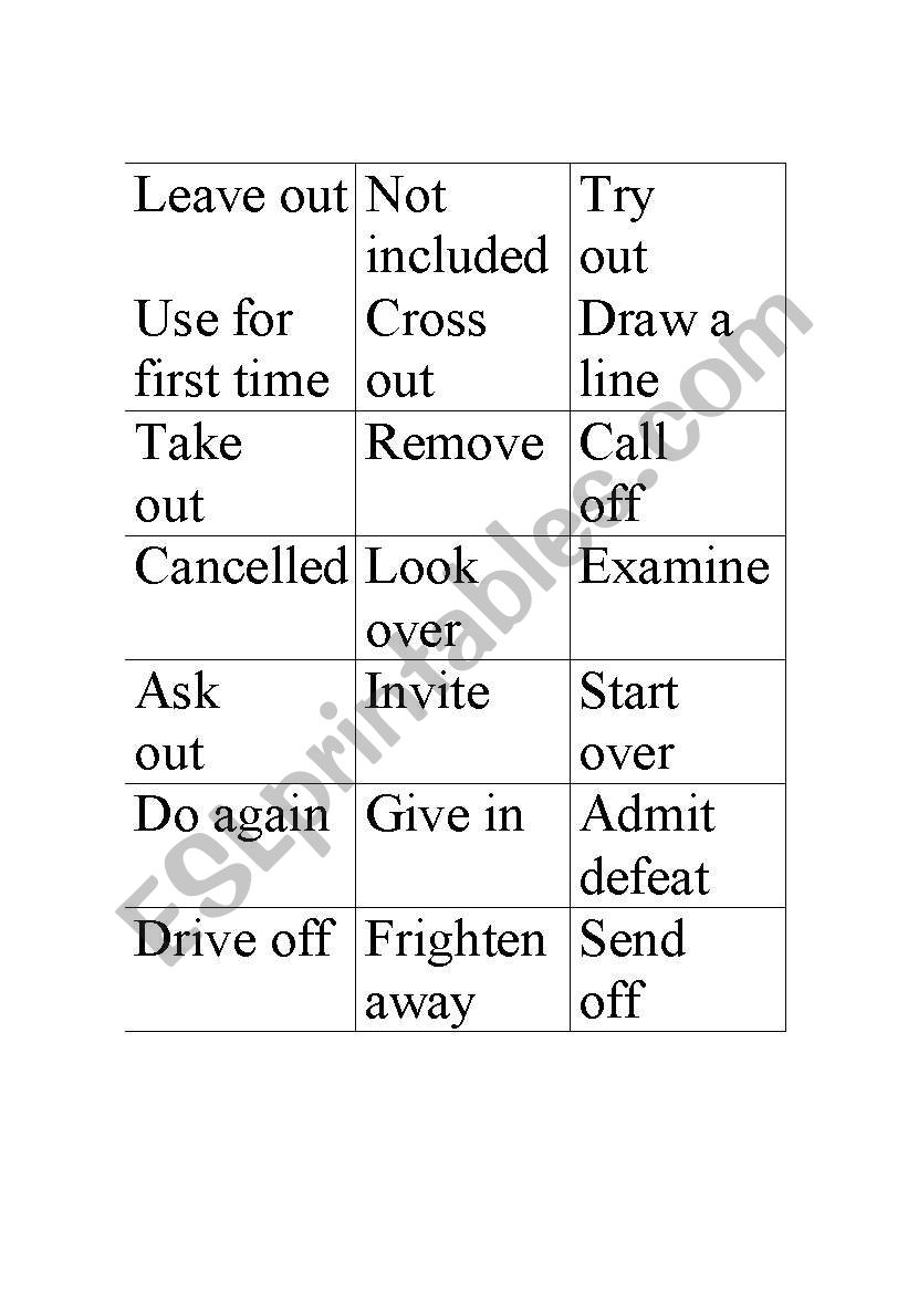 Phrasal Verb Memory worksheet