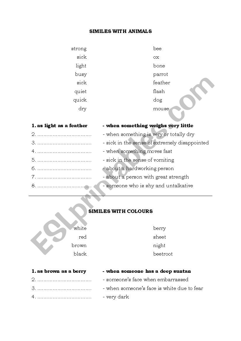 Similes - vocabulary & structure