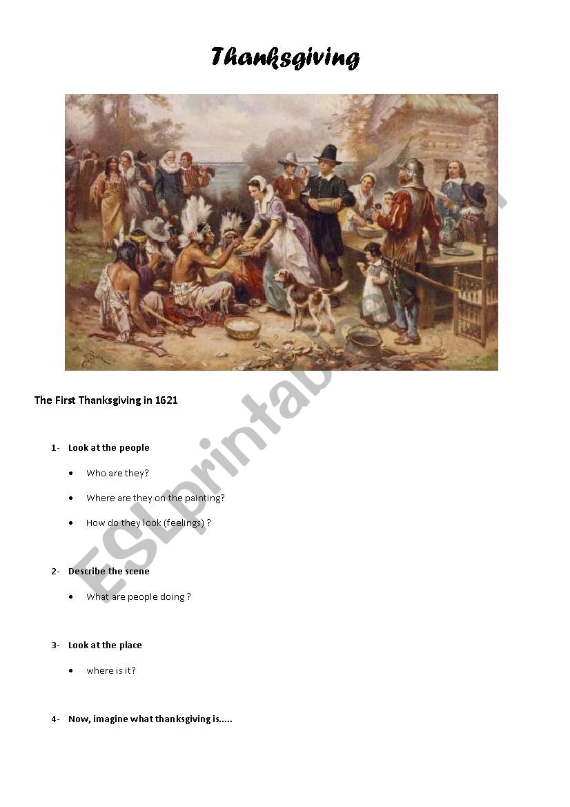 Thanksgiving in 1621 worksheet