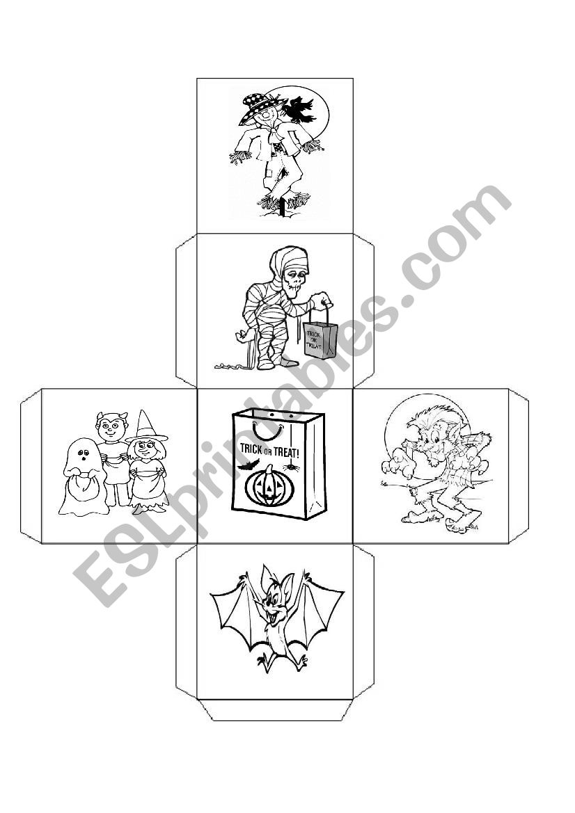 halloween dice for kids worksheet